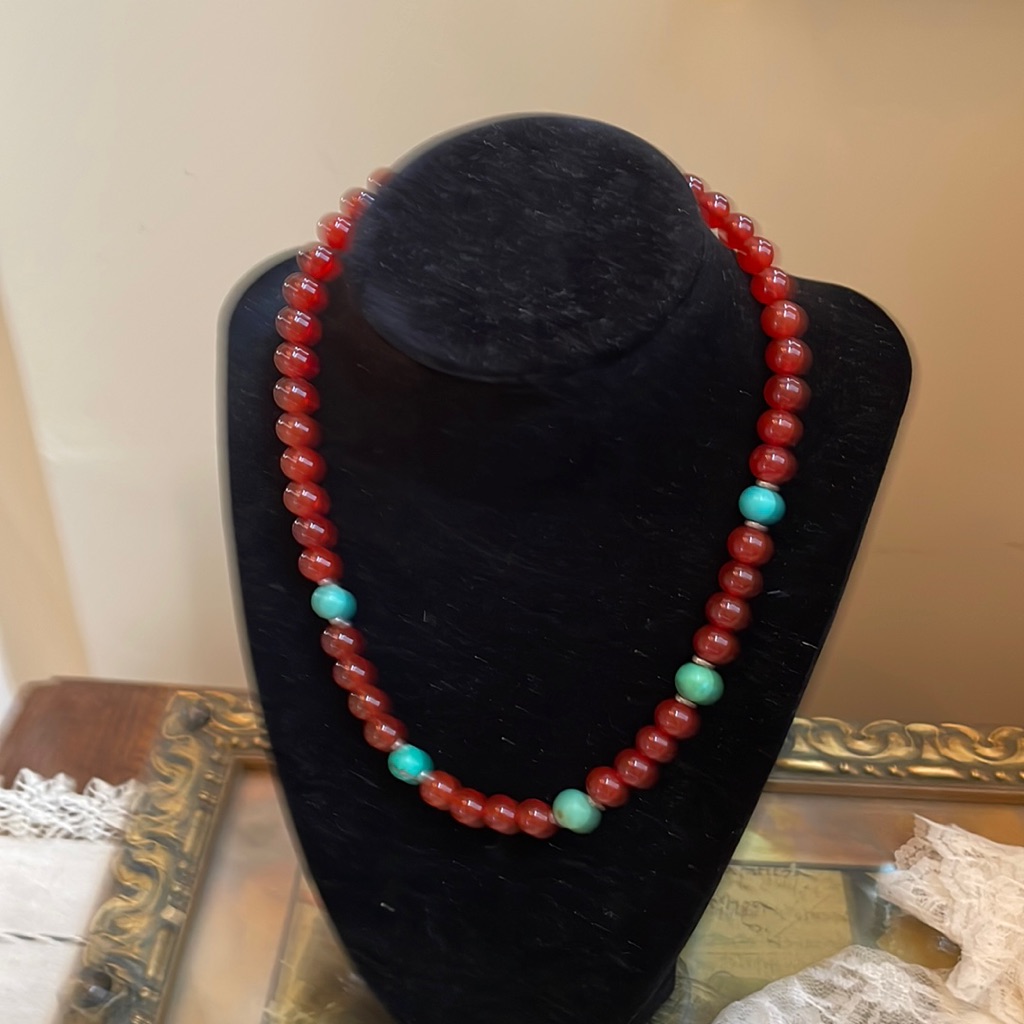 Carnelian Turquoise 925 Necklace 128$